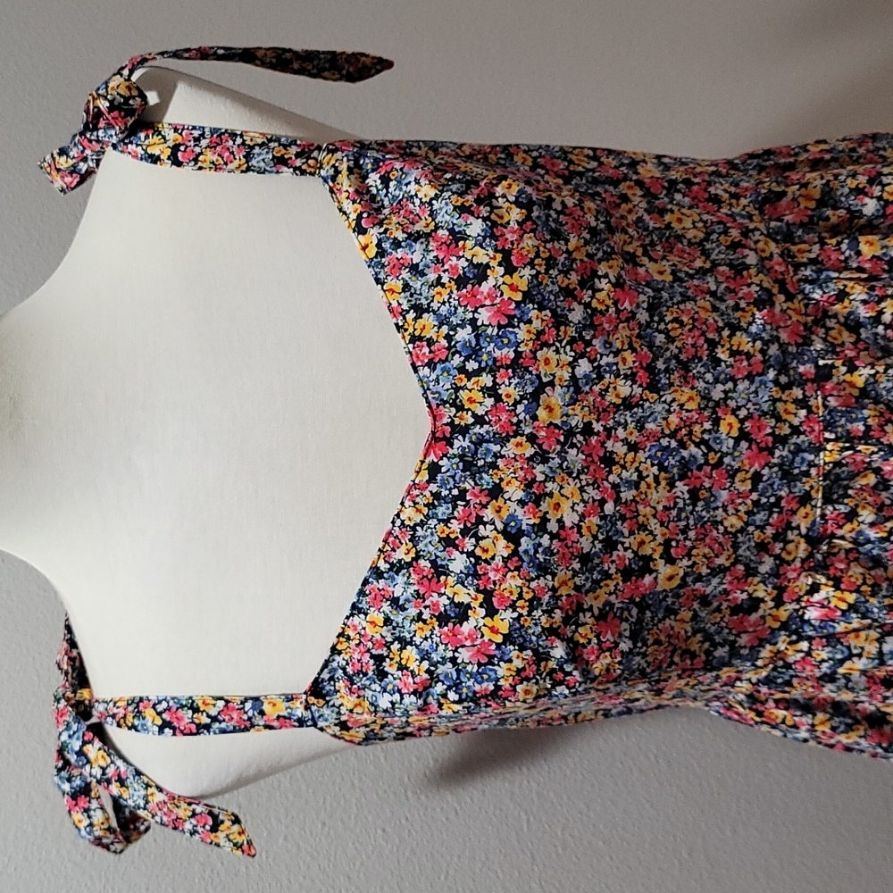 OLD NAVY DITSY FLORAL MINI DRESS CAMI TANK TOP BOHEMIAN RUFFLE HEM XL PETITE - Picture 1 of 12